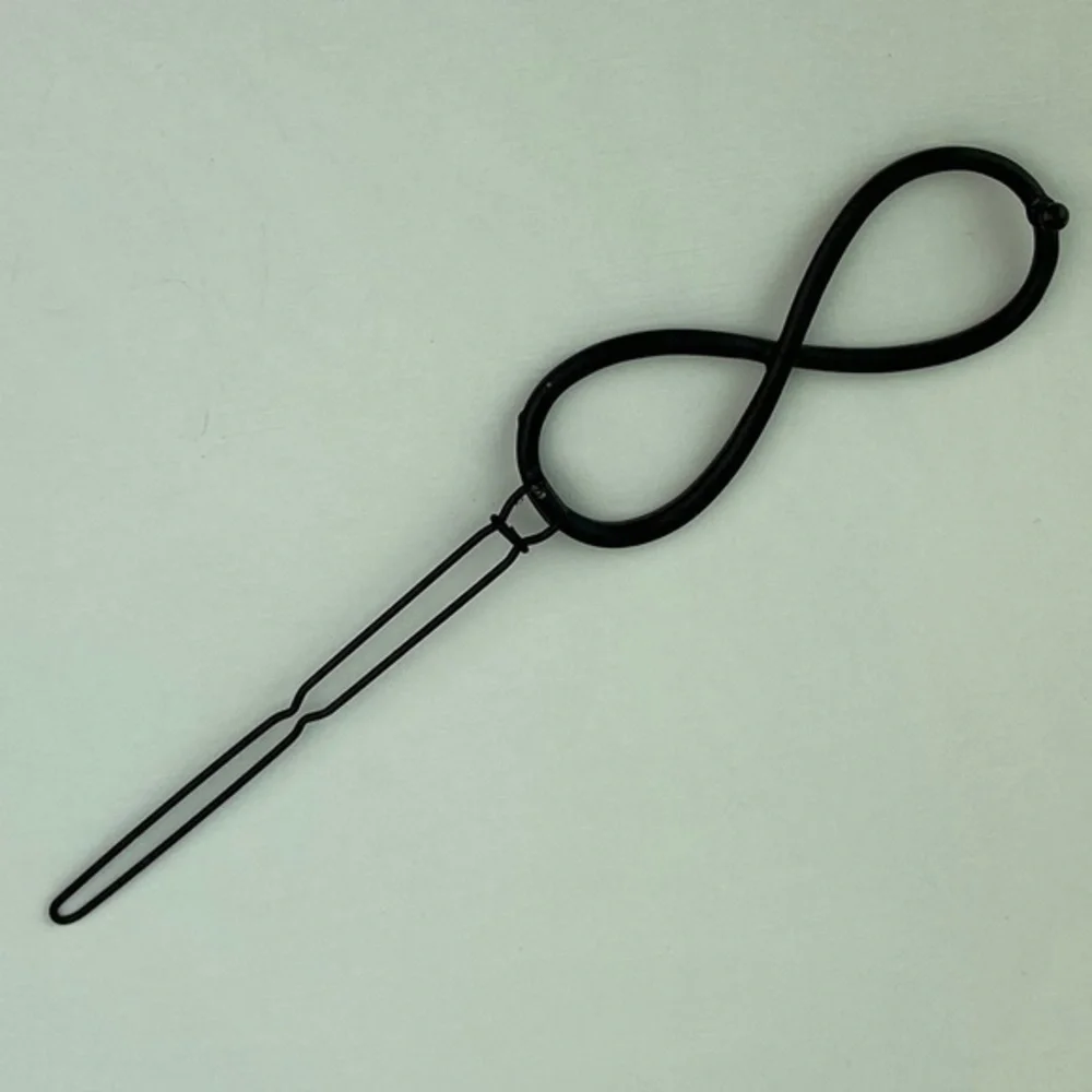 Infinity Symbol Hair Barrette Distressed Black Metal‎